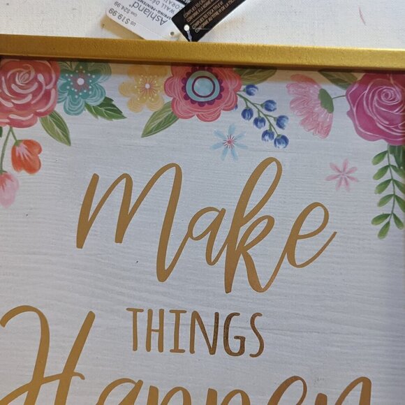 NWT Floral 'Make Things Happen' Summer Inspo Home Wall Decor Michael's Ashland - Picture 2 of 7